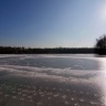 Empreintes d'oiseaux sur le lac d'Ollainville gelé