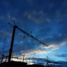 Ciel de Reykjavík (Islande) avec des grues