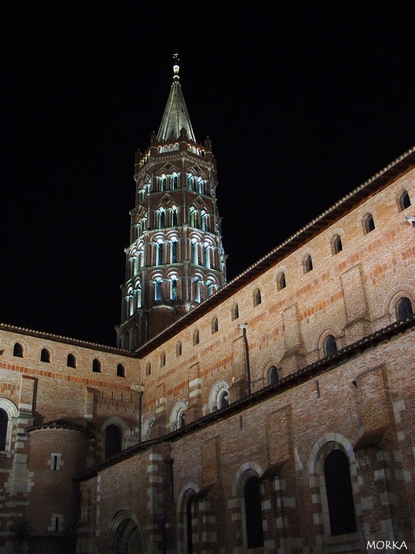 Basilique Saint-Sernin la nuit, Toulouse