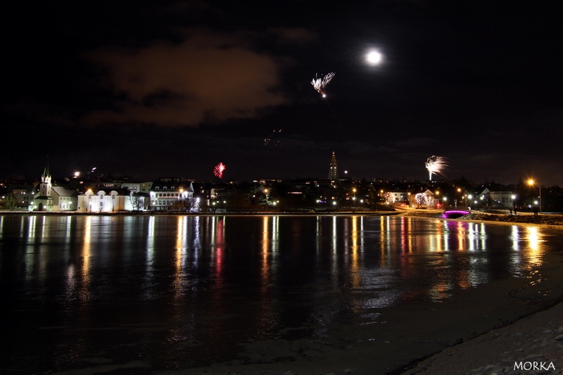 New year's eve fireworks in Reykjavík, Iceland