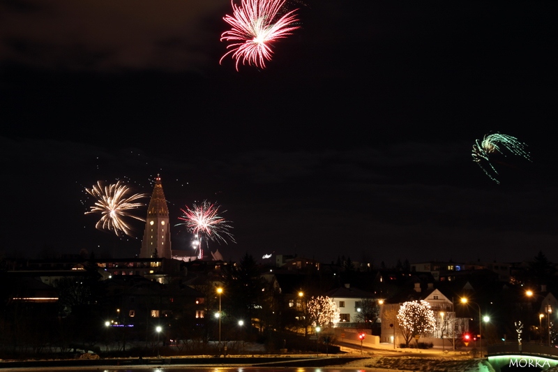 New year's eve fireworks in Reykjavík, Iceland