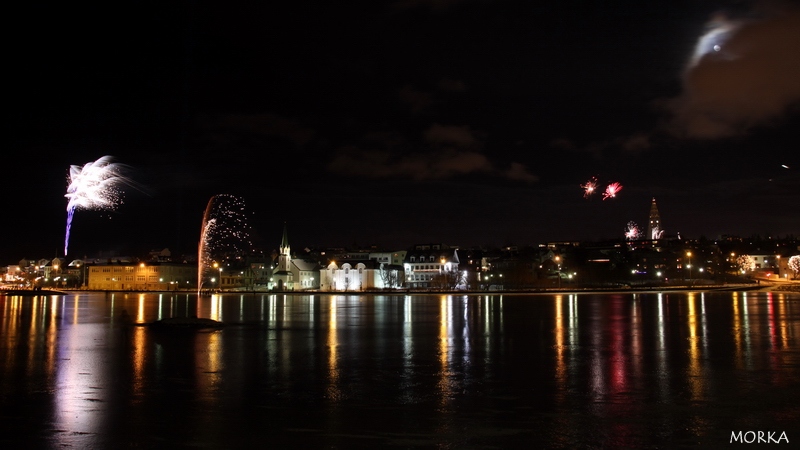 New year's eve fireworks in Reykjavík, Iceland