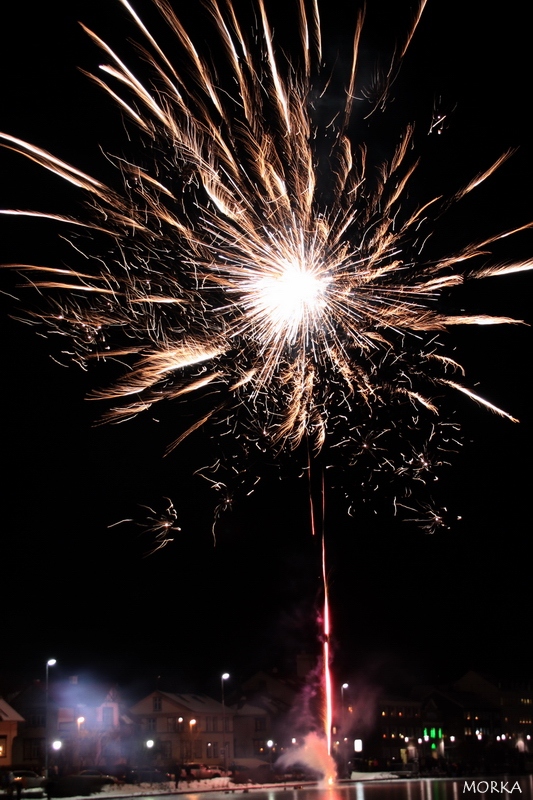 New year's eve fireworks in Reykjavík, Iceland