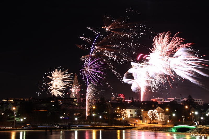 New year's eve fireworks in Reykjavík, Iceland