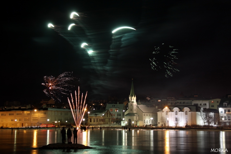 New year's eve fireworks in Reykjavík, Iceland