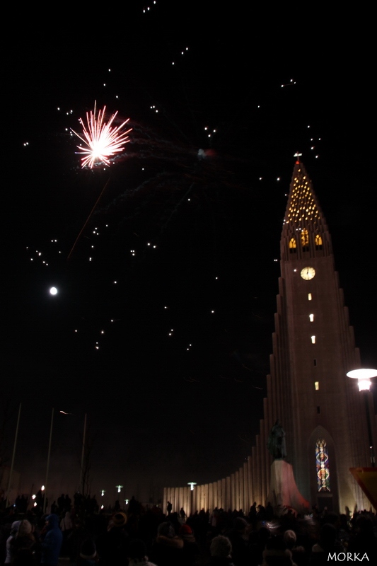 New year's eve fireworks in Reykjavík, Iceland